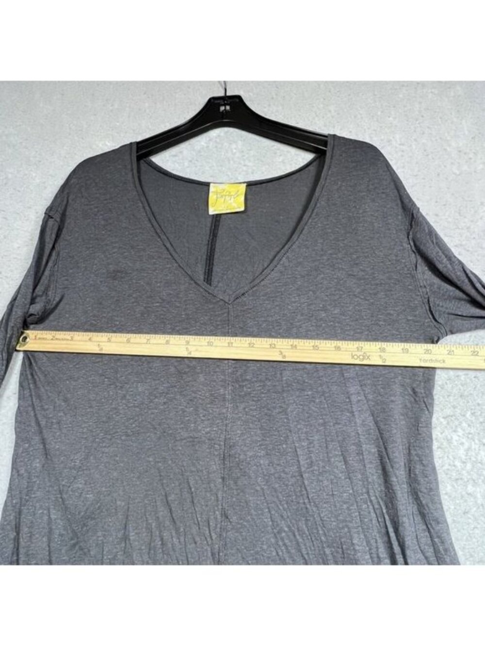 Top Womens Size Small Gray Boho Low Back Top Tunic Long Sleeve - Picture 7 of 12